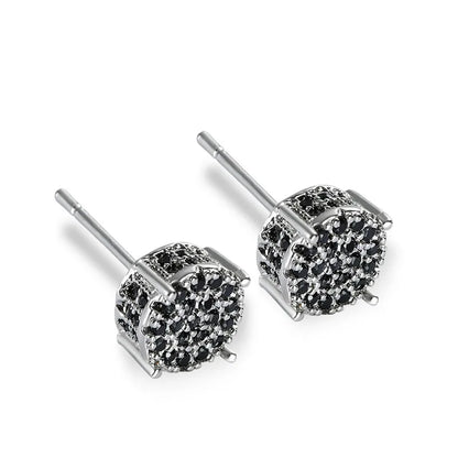 Female Austrian Crystal Round Earring White Gold Yellow Gold Color White Zircon Hip Hop Wedding Stud Earrings For Women Jewelry
