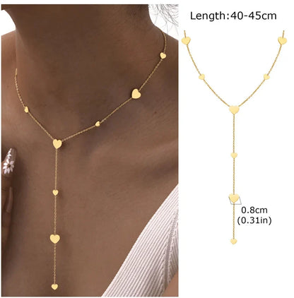 Beaded Long Chain Y Shape Necklace For Women, Minimalist Drop Bar Pendant Choker Necklaces, Clavicle Chain Jewelry
