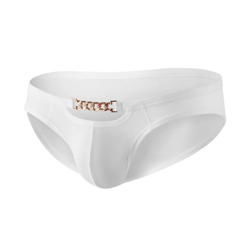 New personalized men's metal chain sweat-absorbing ice silk underwear, cross-border low-rise briefs GT502