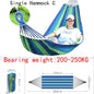 Outdoor Canvas Camping Hammock Anti Rollover Portable Thicken Fabric Single/Double Hammock with Carry Bag for Patio, Backyard