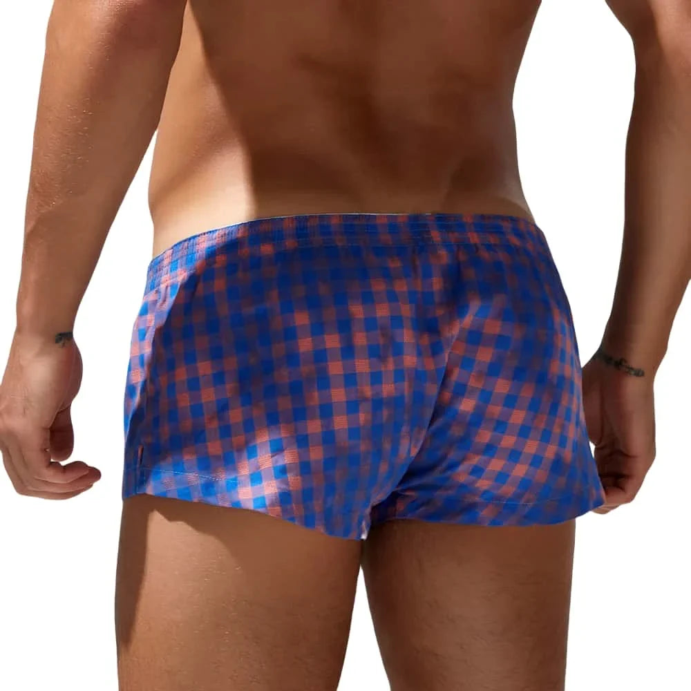 SEOBEAN Men's 100% Cotton Plaid Boxer Shorts Men Underwear Boxers Loungewear Shorts High Quality Underpants Boxershorts