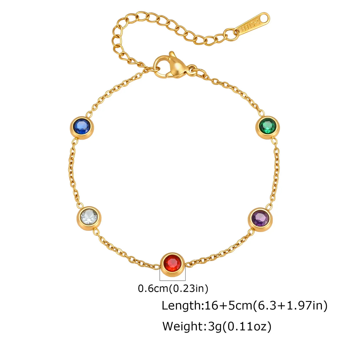 Dainty Colorful CZ Station Choker Necklace, Womne's Gold Plated Stainless Steel Chain Tarnish Free Stackable Jewelry Waterproof