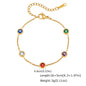 Dainty Colorful CZ Station Choker Necklace, Womne's Gold Plated Stainless Steel Chain Tarnish Free Stackable Jewelry Waterproof