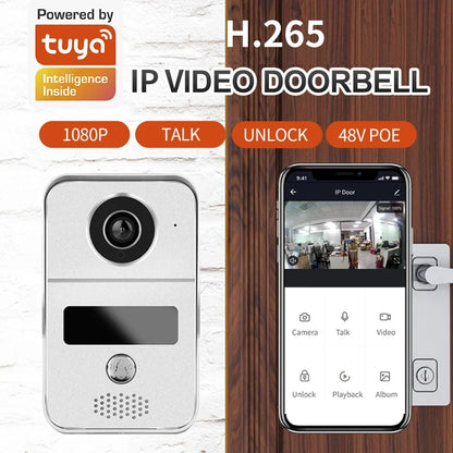 Tuya APP 2MP 1080P POE Wied WIFI IP  Doorbell  POE  Video Door Phone Intercom Visual Door Viewer Camera
