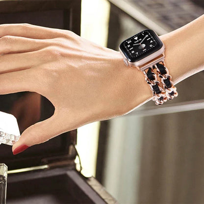 Apple Watch Woven-Accent Chain Bracelet Band