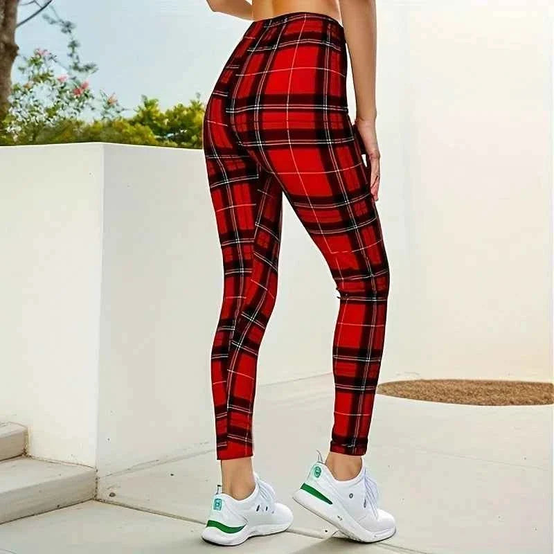 Red Checkered Women’s Sports Leggings