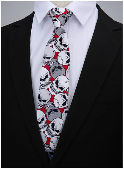 Fashion skull 3D printed tie art design personality tie adult 8cm wide polyester slim shirt suit party accessories