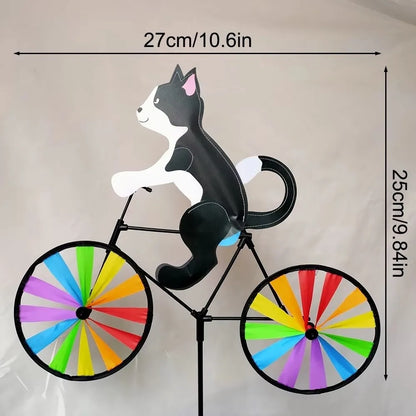 Three-dimensional Cartoon Animal Riding Windmill Cartoon Modelling Standing Pole Bicycle Wind Spinners Wind Spinners Lawn