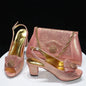 Magenta Women Shoes And Bag Set African Ladies High Heels Sandals Match With Handbag Luxury Nigerian Pumps Femmes Sandales CR769