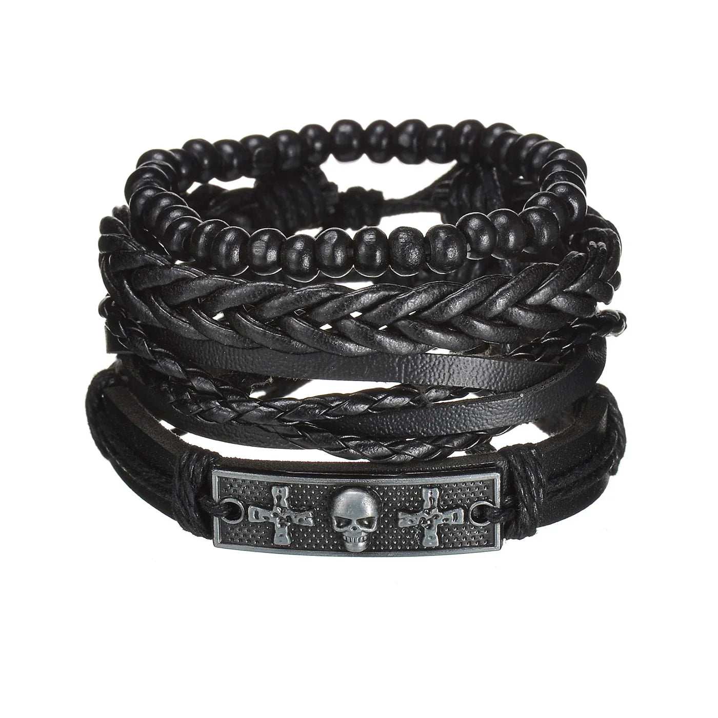 MeMolissa New Fashion Braided Wrap Leather Bracelets for Men High Quality Vintage Charm Wood Beads Ethnic Tribal Wristbands