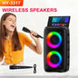 ZNLYRION HY-3317 Portable Bluetooth Karaoke Speaker Dual 3 Inch 10W RGB Ring Light TWS Wireless Stereo Speaker With Wired Mic 2400mAh Rechargeable Battery