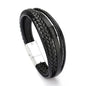 Trendy  Leather Bracelets Men Stainless Steel Multilayer Braided Rope Bracelets For Male Bracelets Jewelry Pulsera Hombre