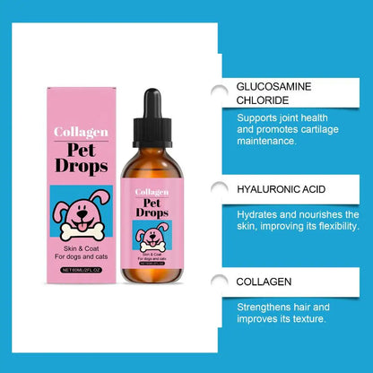 Pet Collagen Drops 60ml Skin and Coat Supplement for Dogs Cats Liquid Moisturizing Daily Nutrition Supplement Dog Supplies