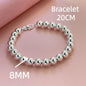 925 Sterling Silver Round Bead Chain Necklace 4/6/8mm Smooth Ball Beads 40-60CM Choker Necklaces for Women Daily Jewelry