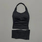 2 Pieces Shorts Yoga Set Women Backless Halter Tops High Waist Seamless Shorts Gym Suit Fitness Sportswear Workout Sets