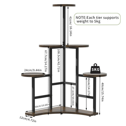 5 Tiered Tall Corner Plant Stand Multiple Potted Flower Holder Organizer Rack for Balcony Garden Planters