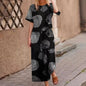 Autumn New Women's Fashion Printed Cotton Linen Plant Flower Three
