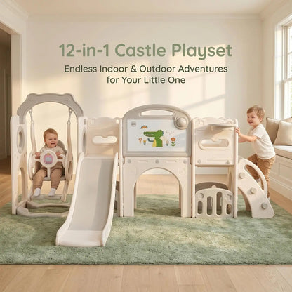 12-In-1 Toddler Playground Gym Playset - Indoor Outdoor Swing Set with