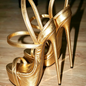 Gold Solid Platform Round Toe Shoes Cut Heel Sandals Women Shoes Ankle Band Spike High Heel Shoes for Girls Zapatos Para Hombres