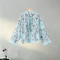 Casual Printed Women's Shirt Trouser Suits Lace Up Long Sleeve Loose