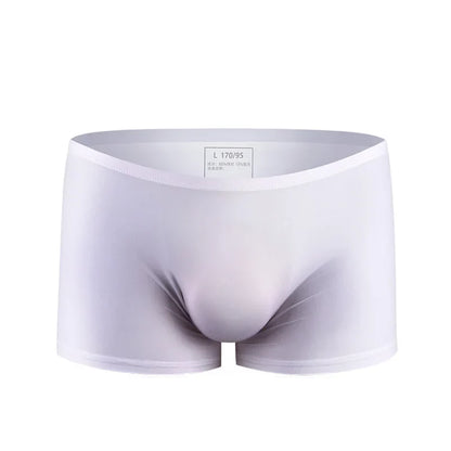 Ice silk underwear men's seamless ultra-thin transparent boxer shorts sexy one piece summer breathable youth tide four corners