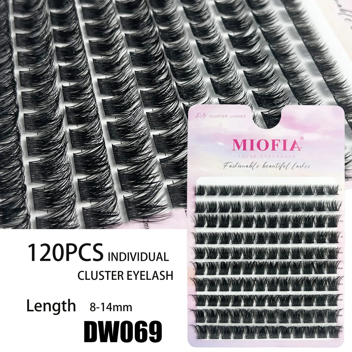 MIOFIA DIY Eyelash Clusters Fluffy Natural Anime Lashes 8-14mm Mixed Length Large capacity 3D Russian Volume Eyelash Extension