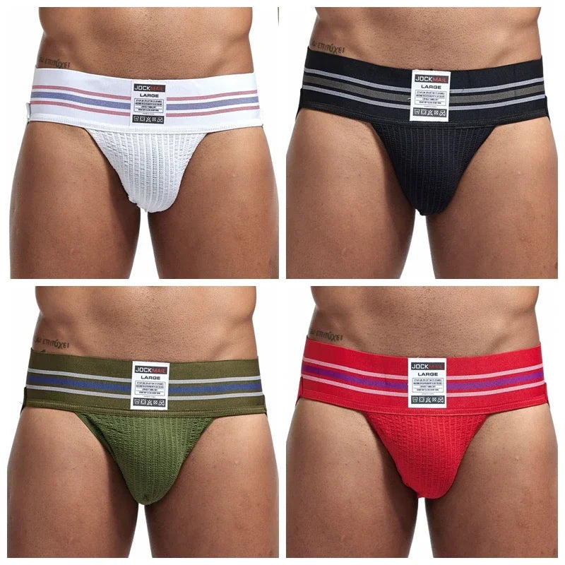 JOCKMAIL Men's Underwear Men Sexy Briefs Jockstrap Pouch Cuecas Man Cotton Panties Thongs Mesh Underpants Gay Slip Homme Srting