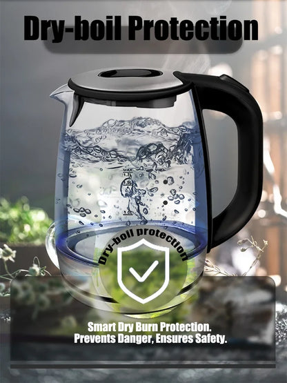 Sonifer 1.7L Glass Electric Kettle SF-2079, 2200W Fast Boil, Cordless, Blue LED Light, Auto Shut-Off, Dry Boil Protection