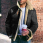 Mens Winter Jacket – Warm Motorcycle Biker Coat with Stand Collar
