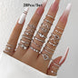 23pcs Fashion Knuckle Rings Set for Women Crystal Star Moon Eye Wave