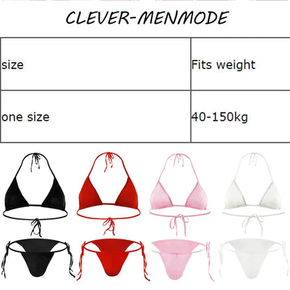 Men's Bra Lingerie Set Big Sac Penis Bag Briefs Bdsm Men's Harness Crop Top Navel Sissy Outfit Body Gay Bikini