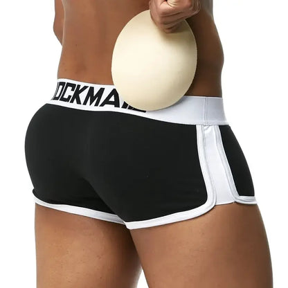 Men Trunks Built-in Fake Butt Hip Lifter Enhancer Shorts Boxer Padded Underwear Underpants Breathable with Removable Pads