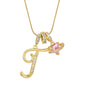 Fashion Letter Necklace for Women Pink Zircon Heart-shaped Pendant Suitable for Girls to Wear Personalized Gold-plated Jewelry