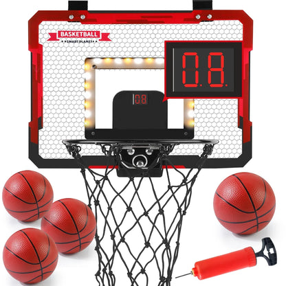 MQUDUO Door Mounted Mini Basketball Hoop Set with 3 Balls, Padded Backboard and Foldable Rim for Dorm Room Basketball Challenge