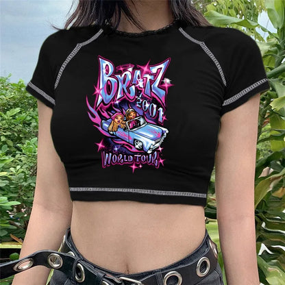 Women's Y2K Gothic Cartoon Print T-Shirt Trendy