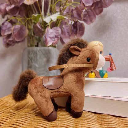 Cute Horse Mini Pendant Keychian Plush Toy Kawaii Lifelike Animal Simulation Stuffed Doll Bag Decor Friend Kid Birthday Gift