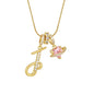 Fashion Letter Necklace for Women Pink Zircon Heart-shaped Pendant Suitable for Girls to Wear Personalized Gold-plated Jewelry