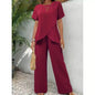 2 Pieces Women Sets Summer Short-Sleeved Irregular Round-Neck Loose