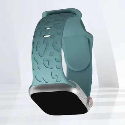 Apple Watch Engraved Silicone Band, Ornamental or Leopard