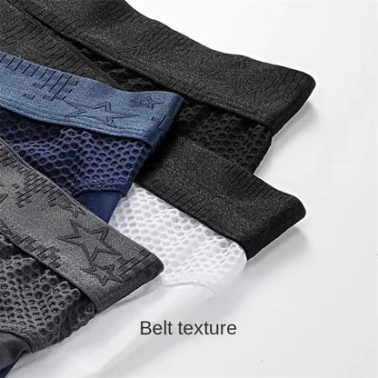 Men's Long Boxer Underwear Man Sexy U Convex Mesh Breathable Panties Extended Wear-Resistant Legs Men Boxershorts Plus Size 6XL