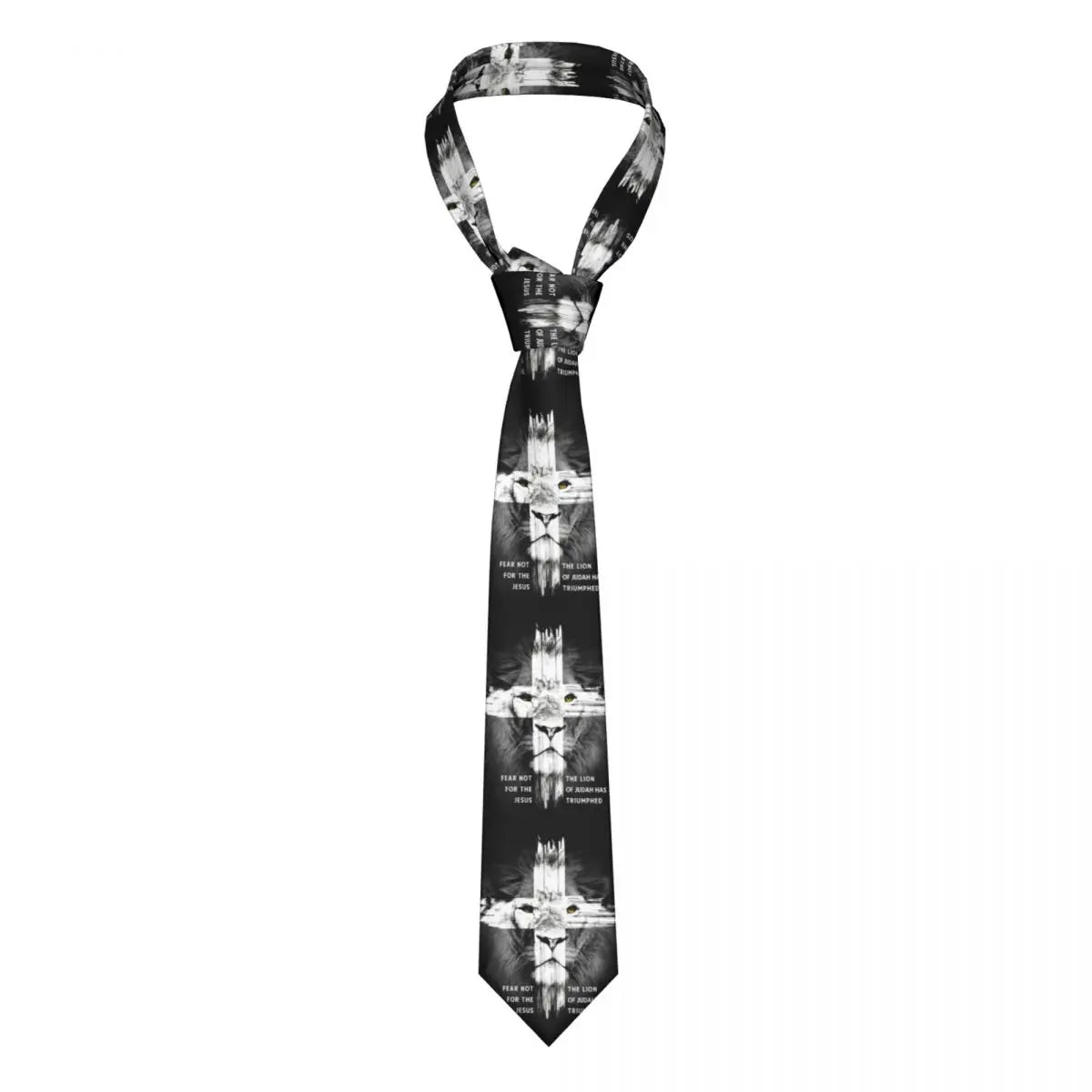 Fashion Lion Of Judah Jesus Necktie for Men Personalized Silk Christian Faith Judah Business Tie