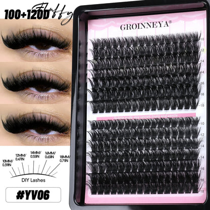 GROINNEYA Lash Clusters Wispy Eyelash Clusters Eyelash Extensions Natural Volume Lash Extensions DIY Individual Lashes Makeup