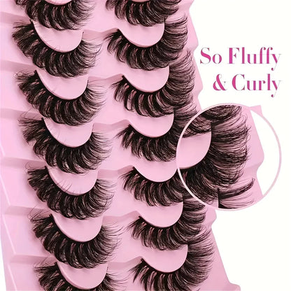 7 Pairs Lashes Fluffy Cat Eye Lashes Wispy 6D Volume False Eyelashes Soft Curly Fake Lashes For Daily Party Festival Makeup Use