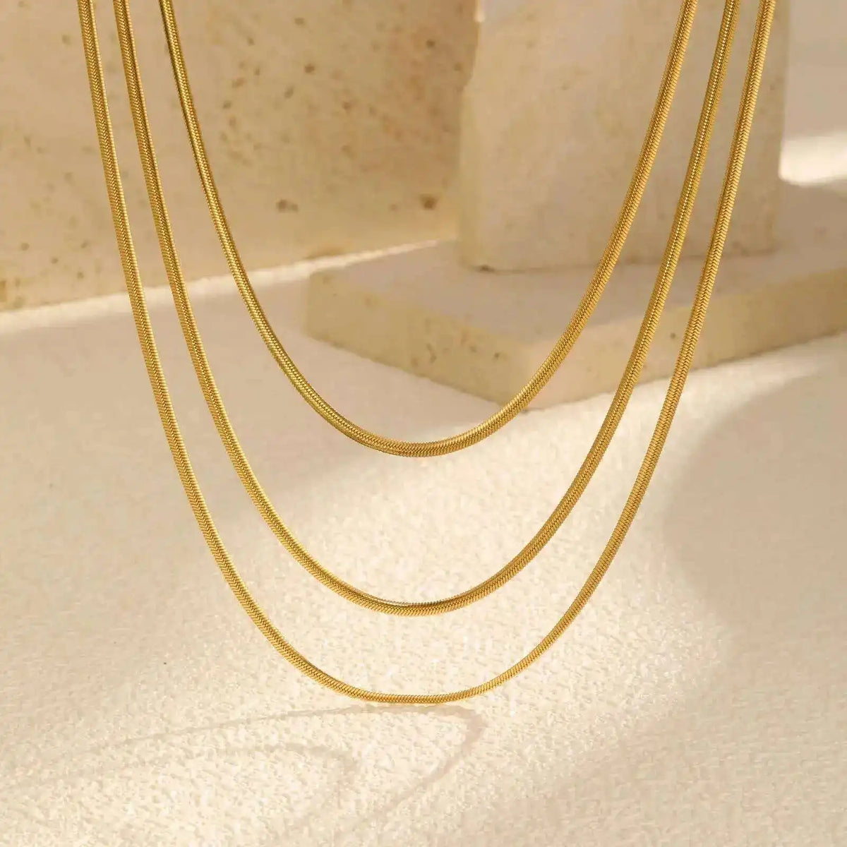 Waterproof Layering Necklaces for Women,stainless Steel Triple Stacked Snake Clavicle Chain Choker Necklaces