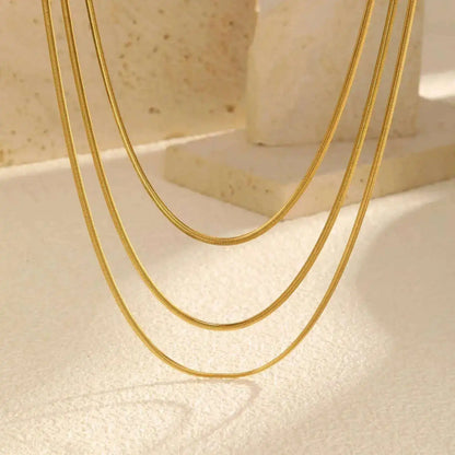 Waterproof Layering Necklaces for Women,stainless Steel Triple Stacked Snake Clavicle Chain Choker Necklaces