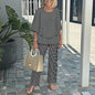 Summer Fashion New 2 piece Sets Women o-neck Sleeve print Pants Suits Casual Loose Irregular Top Wide Leg Pant two piece Set