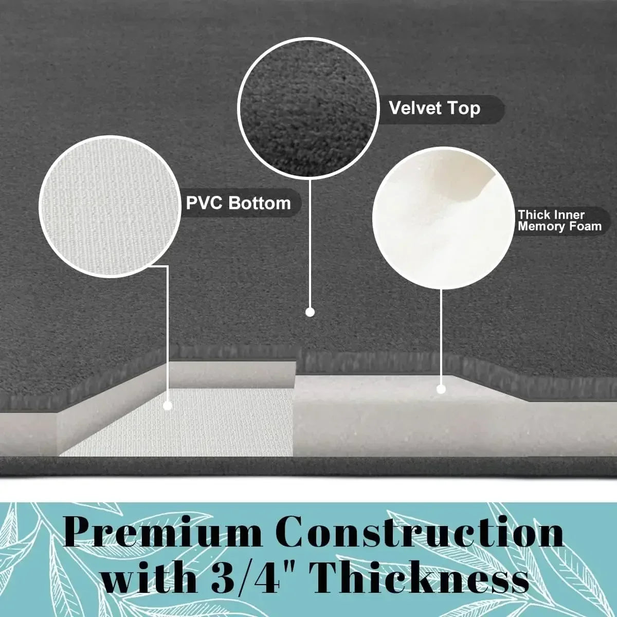 Bath Mat & Bathroom Extra Thick & Soft Memory Foam & Non Slip Super