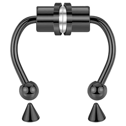 1/2/3/4/5pcs Fake Magnetic Stainless Steel Nose Rings, Non Piercing