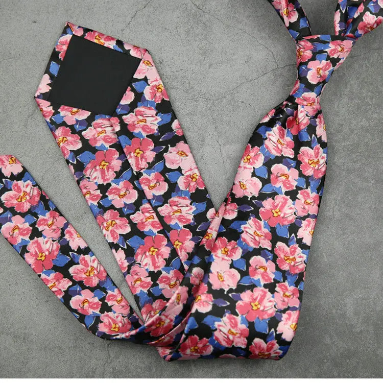 Fashion 8CM Wdith Elegant Neckties Vintage Retro Flower Printed Ties For Adult Mens Casual Daily Neckwear Wedding Party Cravate