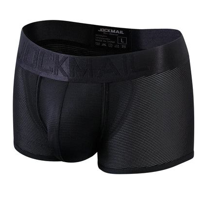 Fashion Fluorescent Color Men's Underwear Sporty Breathable Mesh Boxer Briefs Sexy Transparent Male Underpants Gay Sissy Shorts